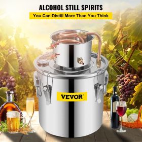 VEVOR Alcohol Still 8Gal 30L Stainless Steel Water Alcohol Distiller Copper Tube Home Brewing Kit Build-in Thermometer for DIY Whisky Wine Brandy