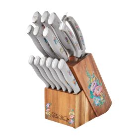 Pioneer Signature 14-Piece Stainless Steel Knife Block Set, Grayfloral