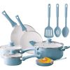 12pc Ceramic Cookware Set, Blue Linen