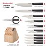 Classic Japanese Steel 12-Piece Knife Block Set with Built-in Knife Sharpener, Black