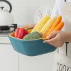 Small Kitchen Double Drain Basket Bowl Washing Storage Basket Strainers Bowls Drainer Vegetable Cleaning Tool