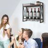 Industrial Wall Mounted Wine Rack with 3 Stem Glass Holders