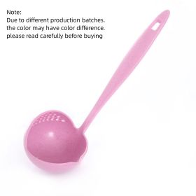 1pc Long Handle Soup Spoon With Filter Strainer - Multi-Functional 2 In 1 Cooking Colander And Kitchen Tool For Easy Soup Preparation And Straining (Color: Pink)