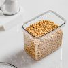 1pc Portable Plastic Food Storage Box; Clear Cereal Storage Containers With Lids; Large Kitchen Storage Containers