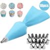 8/10/18PCS Silicone Pastry Bag Tips Kitchen Cake Icing Piping Cream Cake Decorating Tools Reusable Pastry Bags Nozzle Set