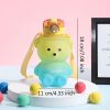 1pc Bear Cute Water Cup, Summer Plastic Cup, Portable Straw Cup, Large-capacity Water Bottle With Strap