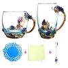 1pc Rose Enamel Crystal Tea Cup; Coffee Mug; Tumbler Butterfly Rose Painted Flower Water Cups; Clear Glass With Spoon Set